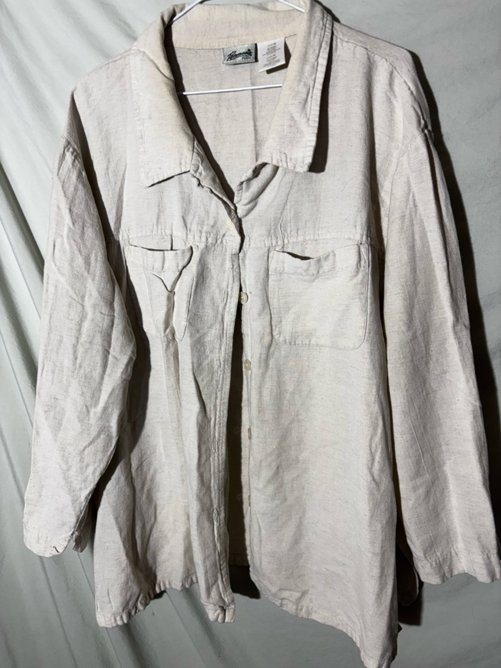 Light Beige Button-Up Shirt Jacket